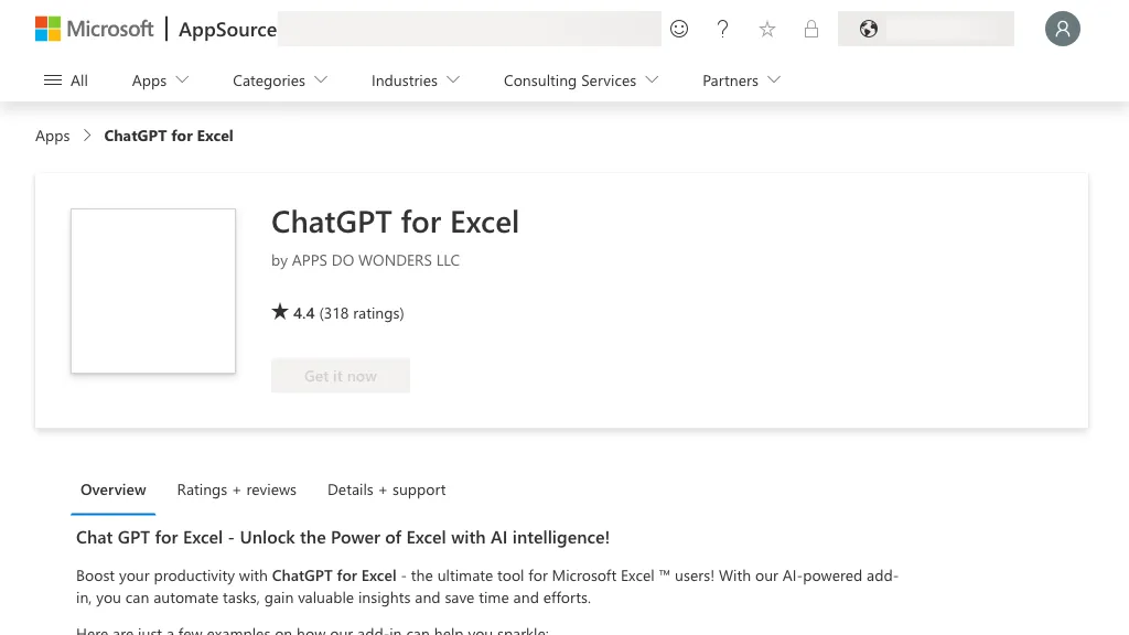 ChatGPT for Excel