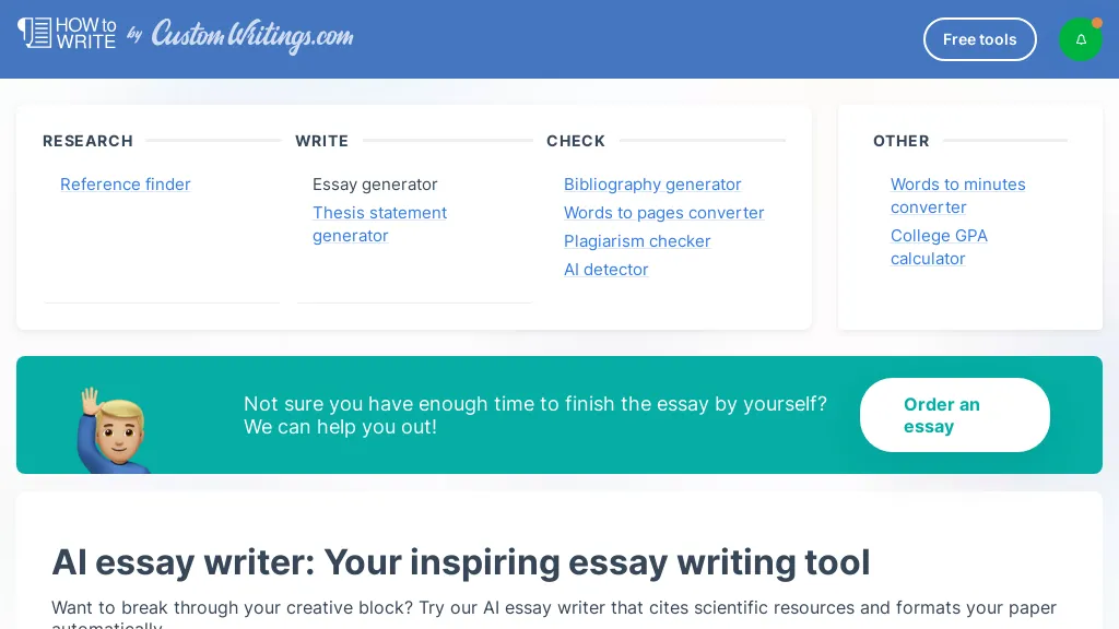 CustomWritings AI Essay Writer