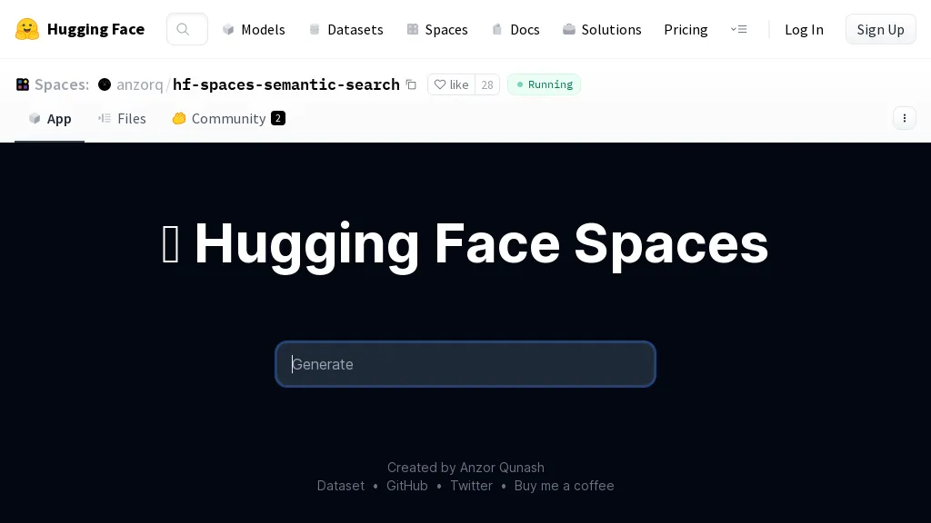 Huggingface Spaces Semantic Search