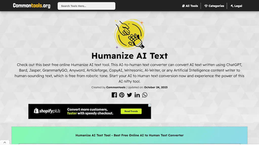 Humanize AI Text – Common tools